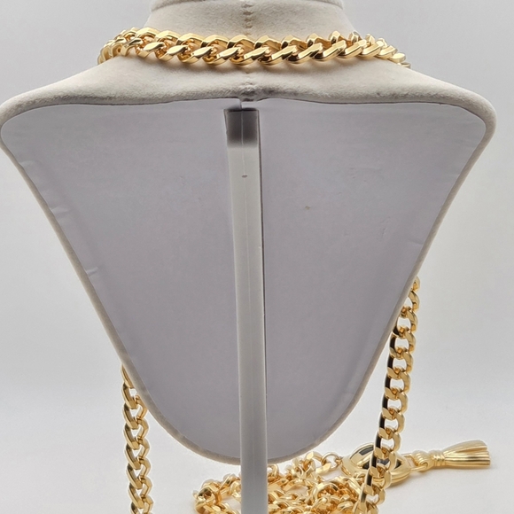 Vintage FRED HAYMAN Beverly Hills Gold Tone Chunky Curb Chain 'H' Tassel - Picture 9 of 13